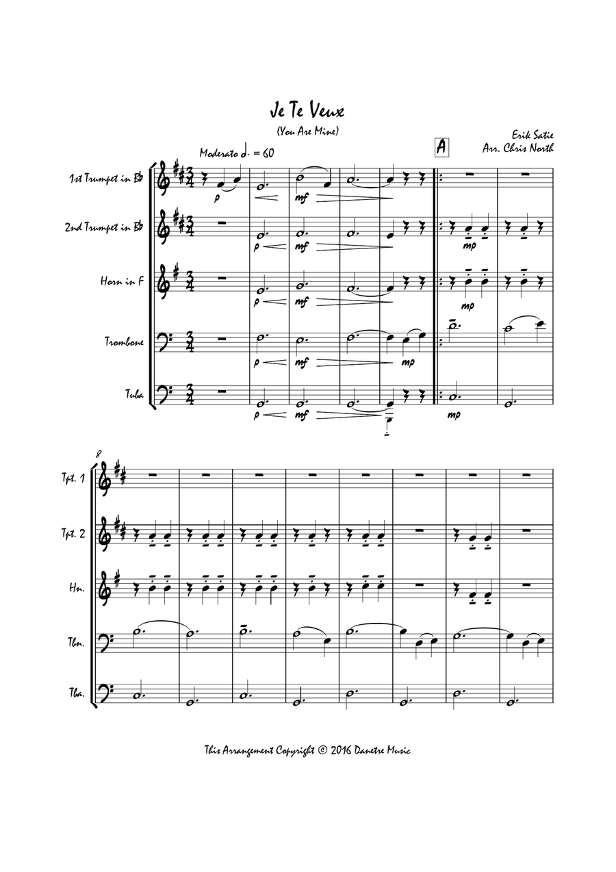 Je Te Veux (Brass Quintet) Brass Quintet scores gallery preview page 2