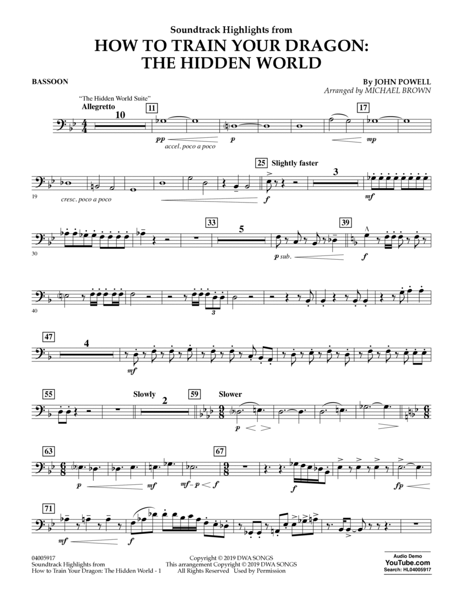 How To Train Your Dragon: The Hidden World (arr. Michael Brown) - Bassoon