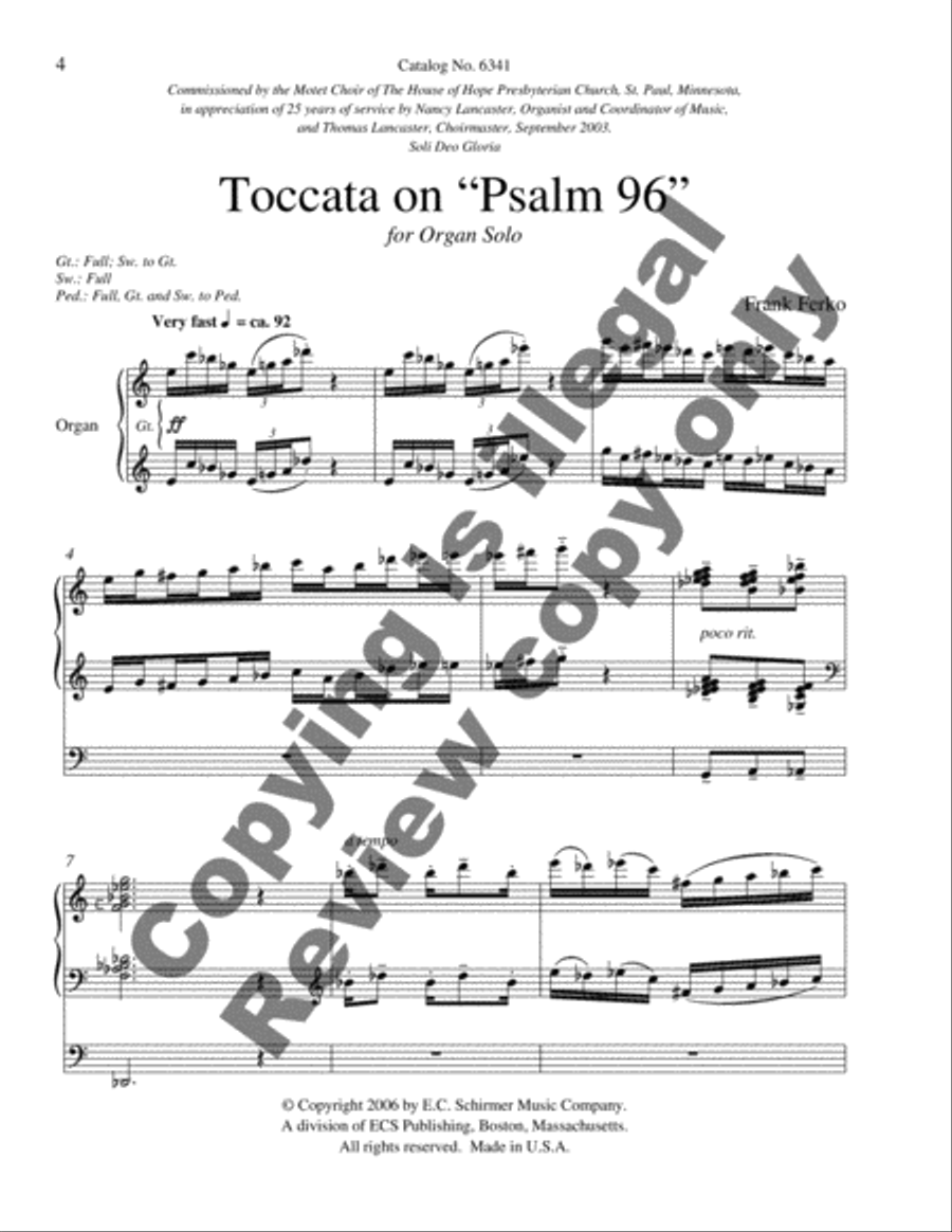 Toccata on Psalm 96 Organ scores gallery preview page 8