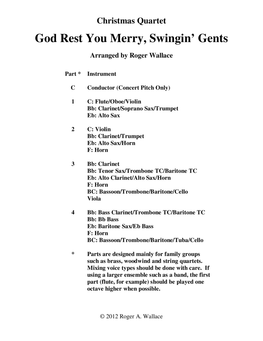 God Rest You Merry, Gentlemen (Mixed Quartet) Viola scores gallery preview page 1