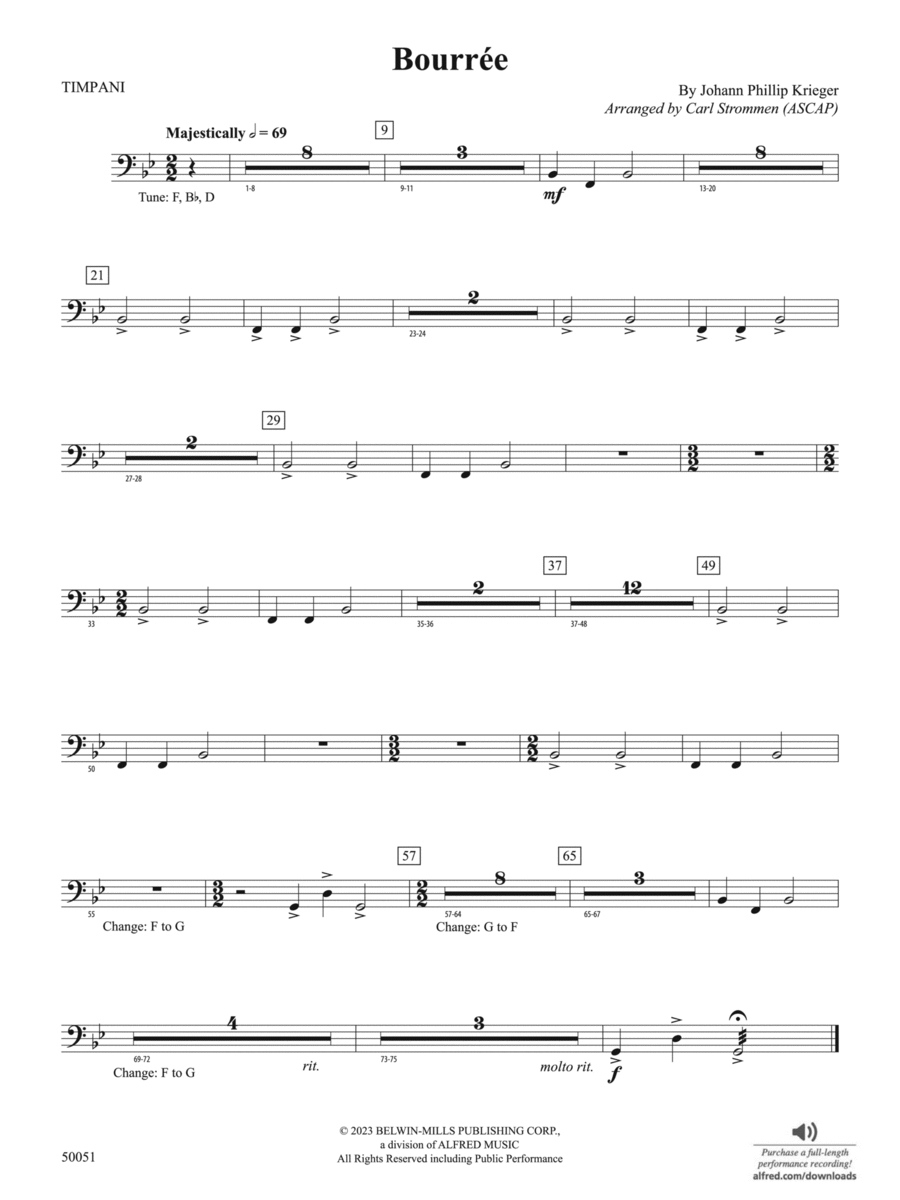 Bourrée: Timpani Concert Band scores gallery preview page 1