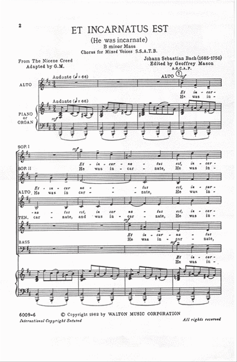 Et Incarnatus Est (He Was Incarnate) (from B Minor Mass) SSATB scores gallery preview page 2