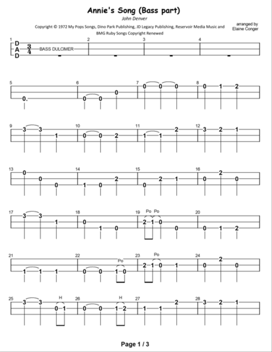 Annie's Song Dulcimer scores gallery preview page 2