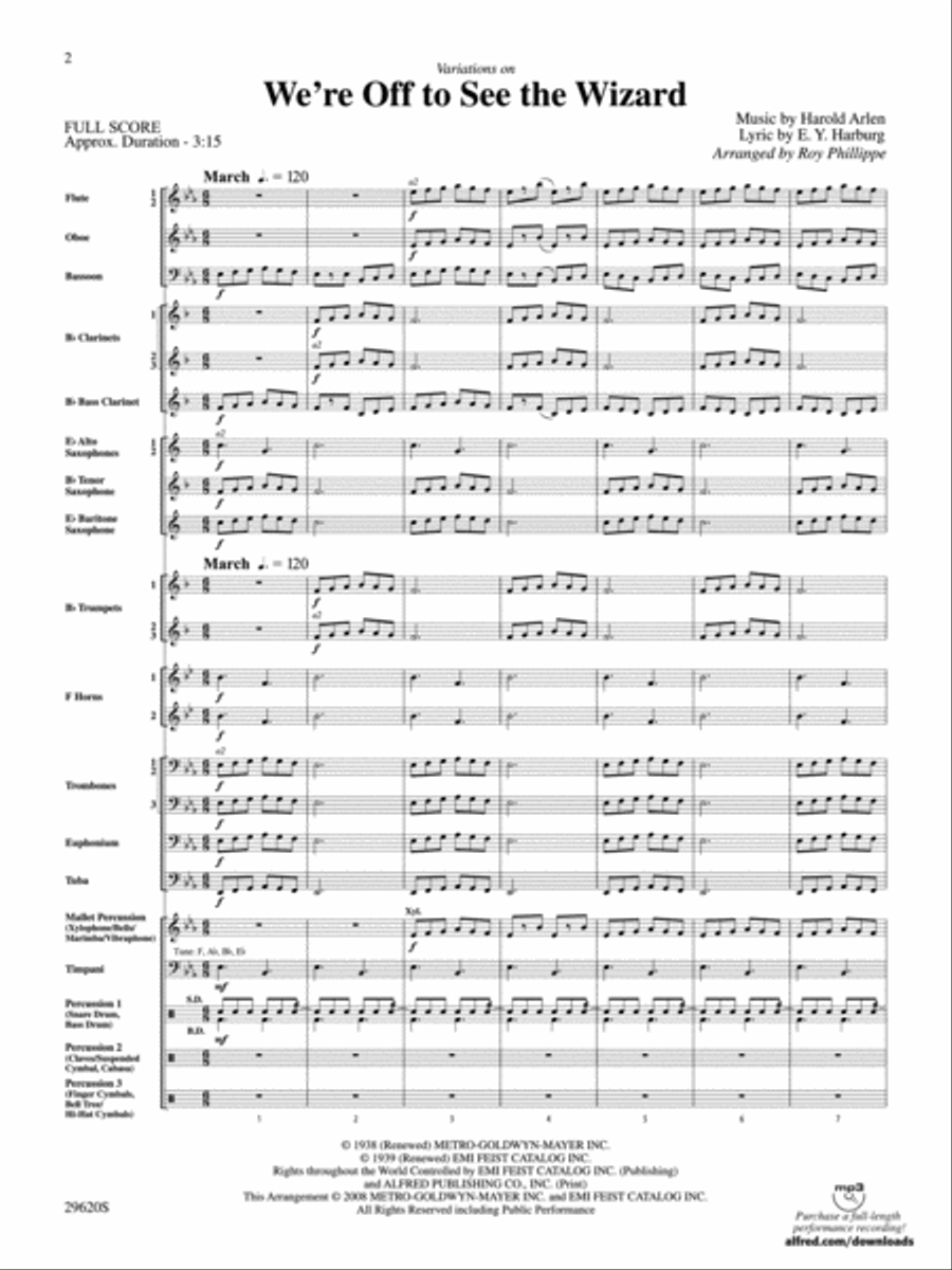 We're Off to See the Wizard, Variations on Concert Band scores gallery preview page 2