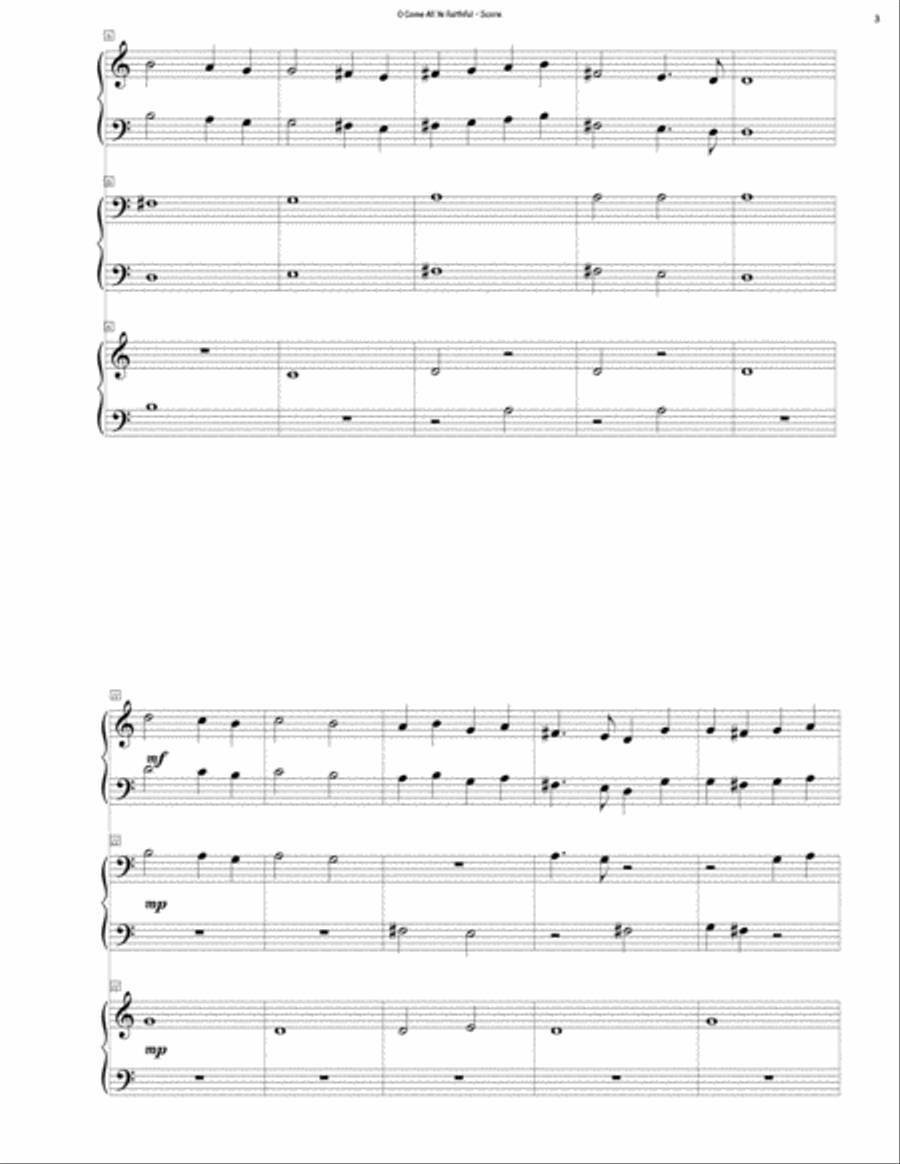 O Come All Ye Faithful (1 Piano, 6 Hands) Piano Trio scores gallery preview page 3