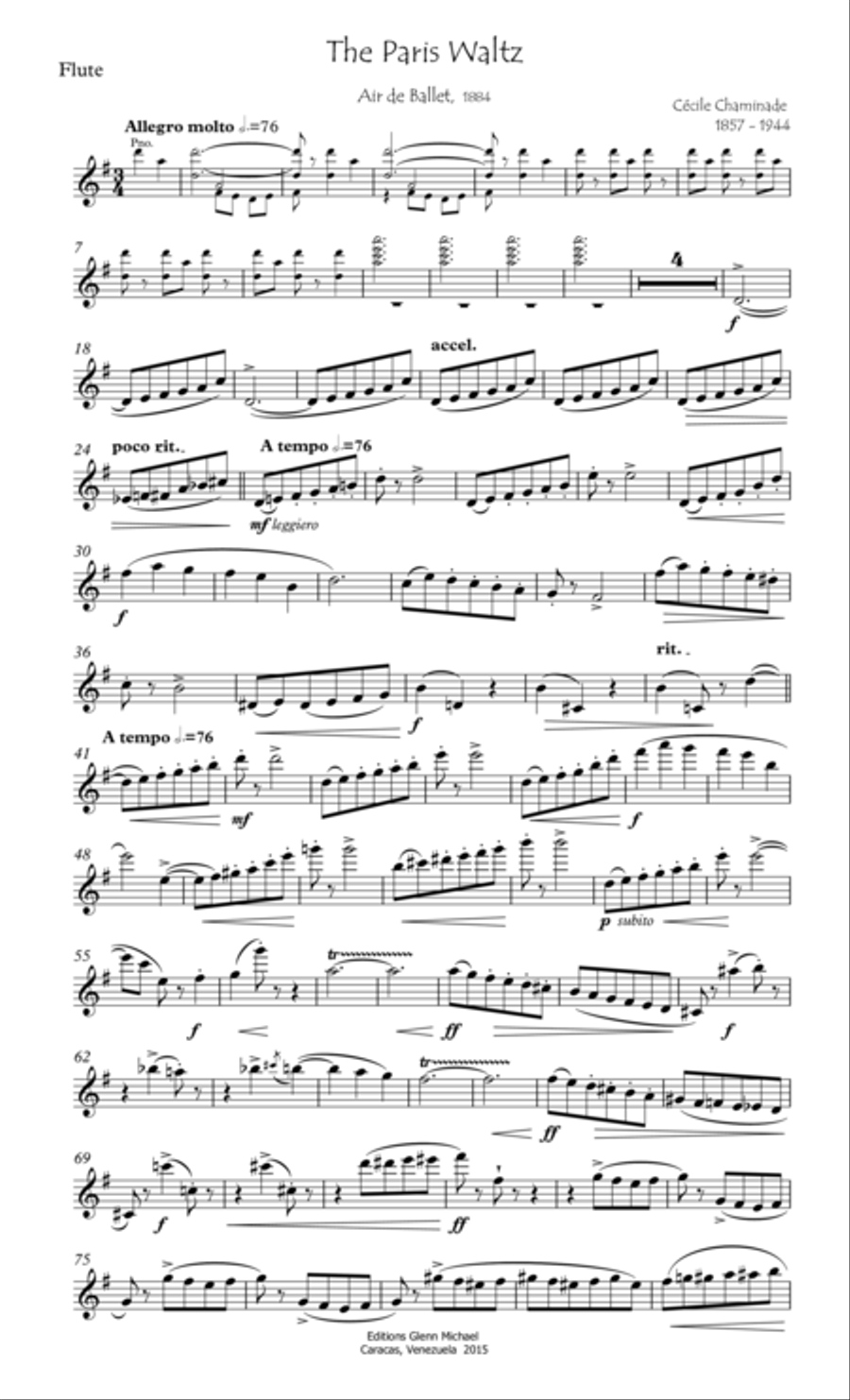The Paris Waltz, for flute & pno Flute Solo scores gallery preview page 2