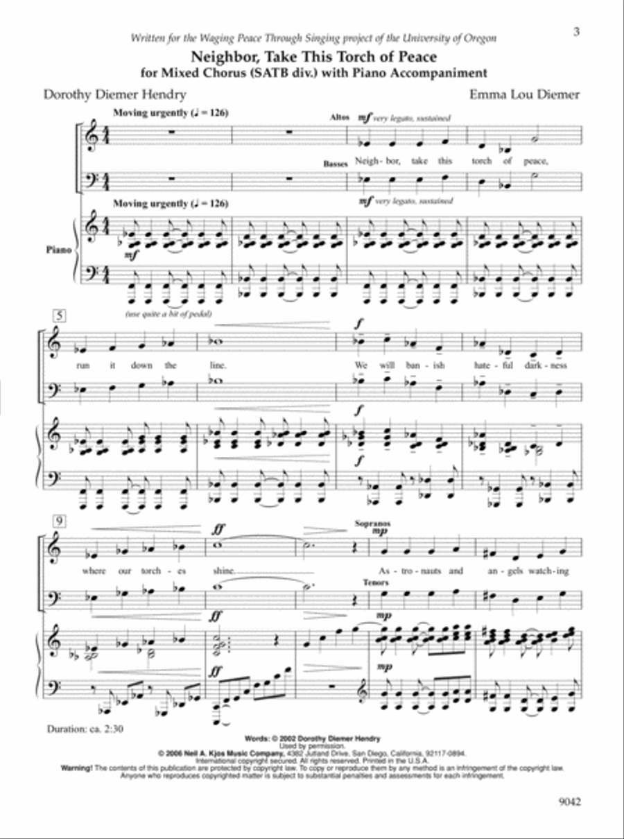 Neighbor, Take This Torch of Peace 4-Part scores gallery preview page 3
