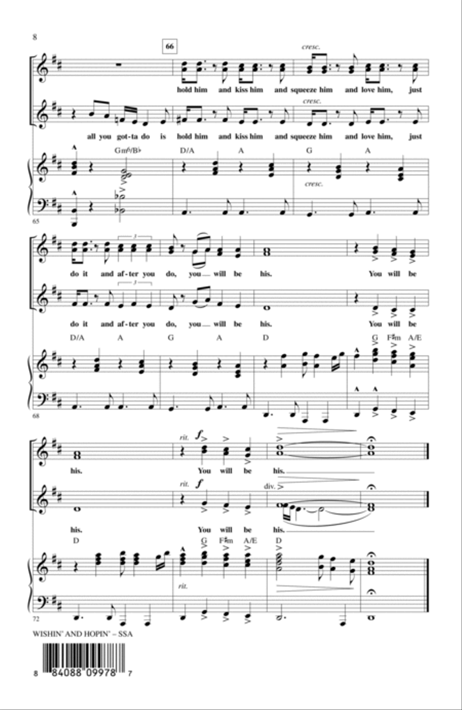 Wishin' And Hopin' (arr. Mac Huff) SSA scores gallery preview page 7