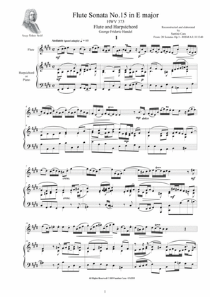 Handel - Flute Sonata No.15 in E major HWV 373 Op.1 for Flute and Harpsichord (or Piano)
