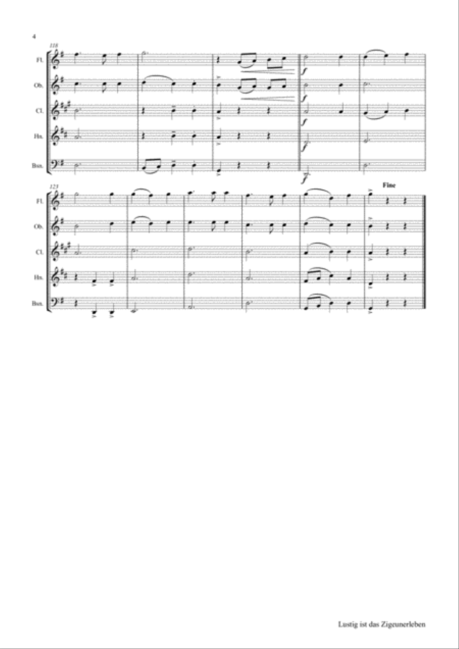 Lustig ist das Zigeunerleben - German Folk Song Waltz October Fest - Woodwind Quintet Woodwind Quintet scores gallery preview page 4
