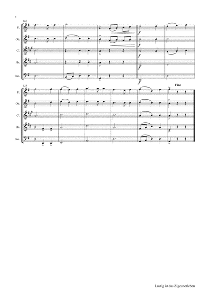 Lustig ist das Zigeunerleben - German Folk Song Waltz October Fest - Woodwind Quintet image number null
