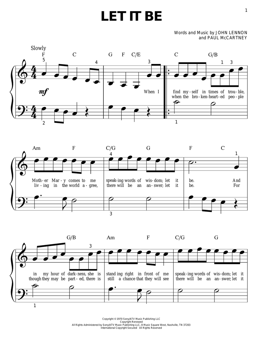 Let It Be Let It Be Easy Piano scores gallery preview page 1
