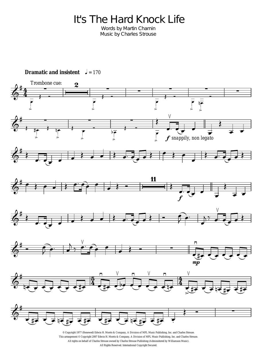 It's The Hard-Knock Life (from Annie) Violin Solo scores gallery preview page 1