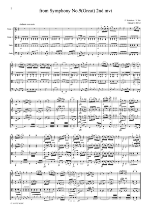 Schubert from Symphony No.9(Great), 2nd mvt., for string quartet, CS007