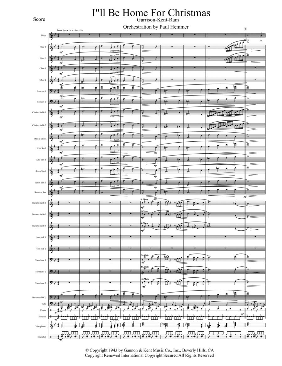 I'll Be Home For Christmas Concert Band scores gallery preview page 1