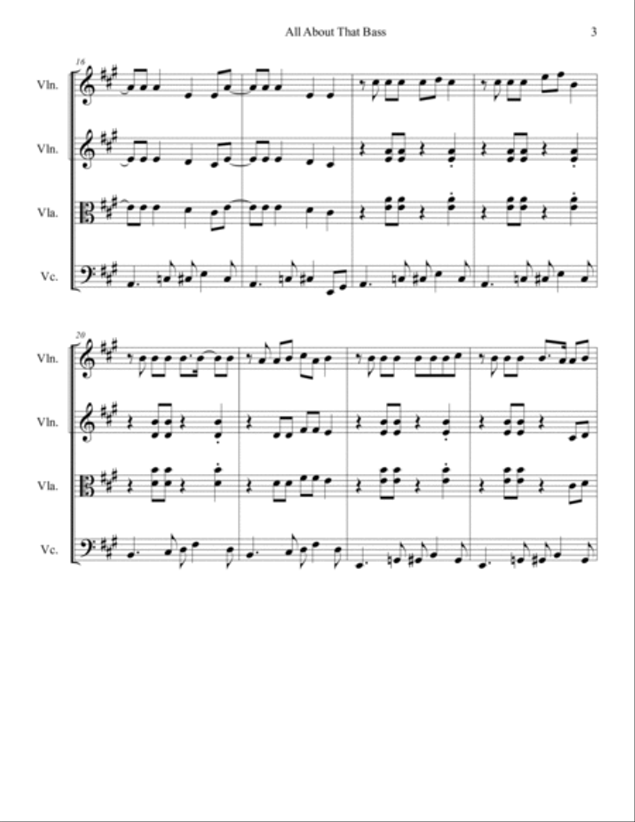 All About That Bass String Trio scores gallery preview page 4