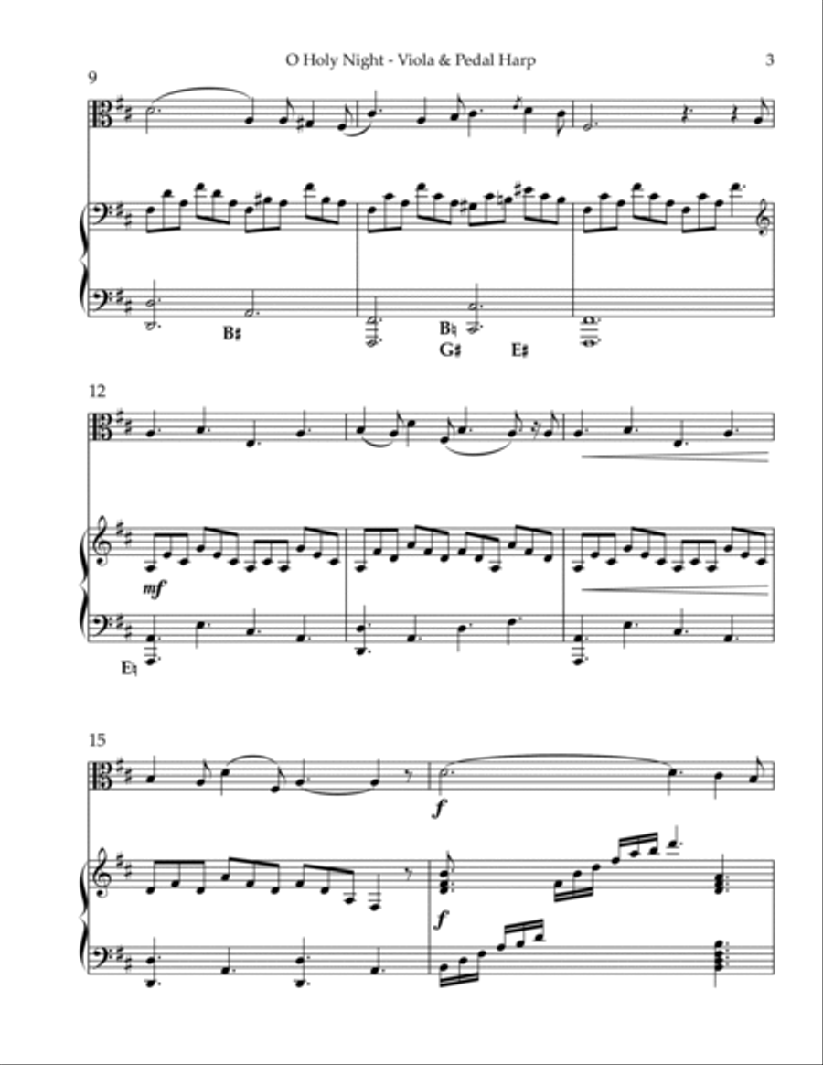 O Holy Night, Duet for Viola & Pedal Harp