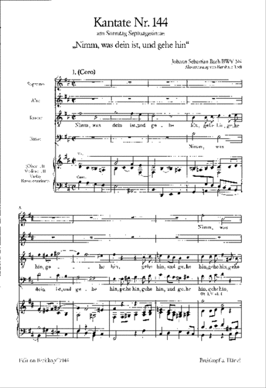 Cantata BWV 144 “Nimm, was dein ist, und gehe hin” 4-Part scores gallery preview page 2