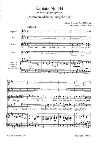 Cantata BWV 144 "Nimm, was dein ist, und gehe hin"