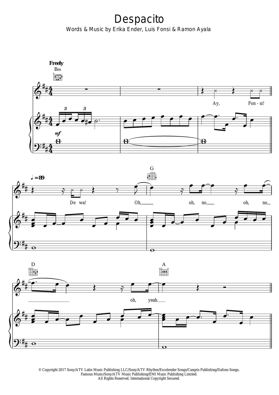 Despacito Despacito Piano, Vocal scores gallery preview page 1