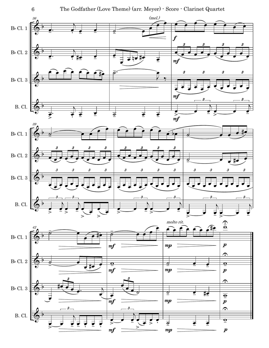 The Godfather (love Theme) Woodwind Ensemble scores gallery preview page 6