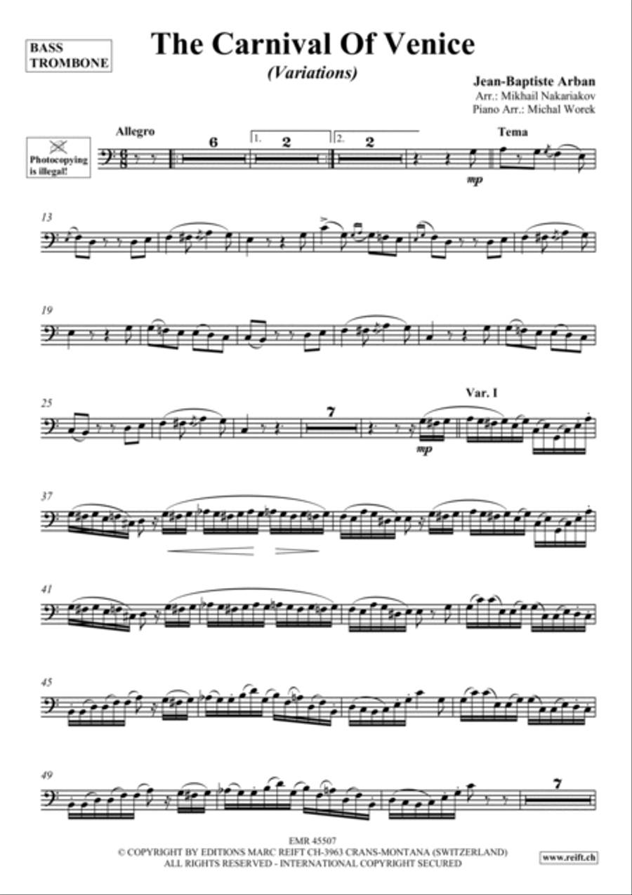 The Carnival Of Venice Trombone scores gallery preview page 2