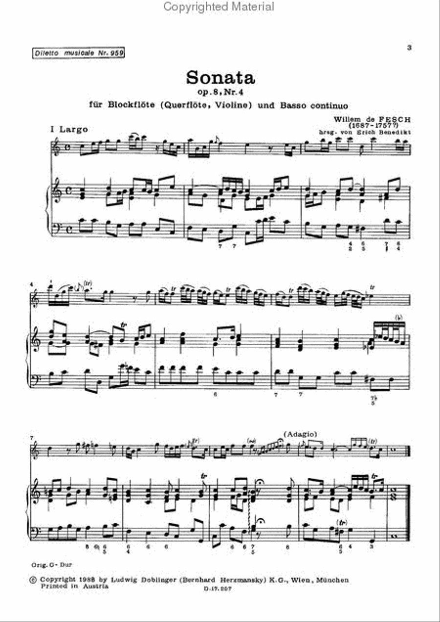 6 Sonaten op. 8, Sonata Nr. 4 C-Dur Flute scores gallery preview page 2
