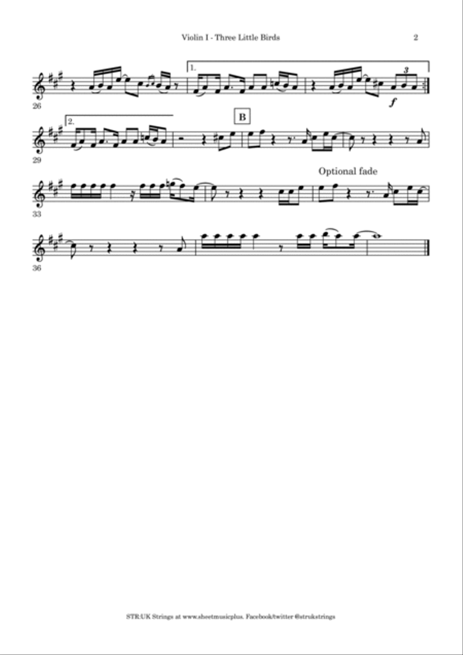 Three Little Birds String Quartet scores gallery preview page 6