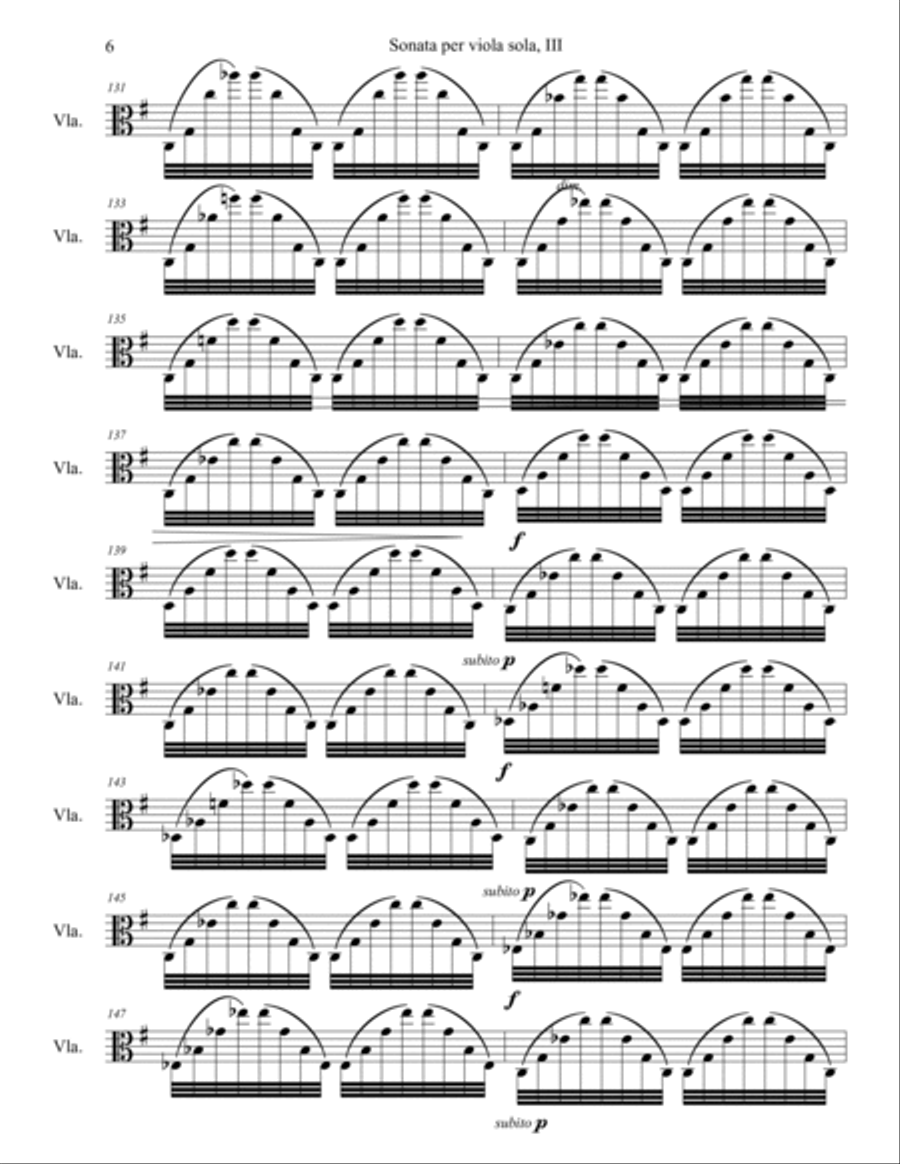 Sonata per viola sola, III: Tarantella-Fantasia Viola Solo scores gallery preview page 6