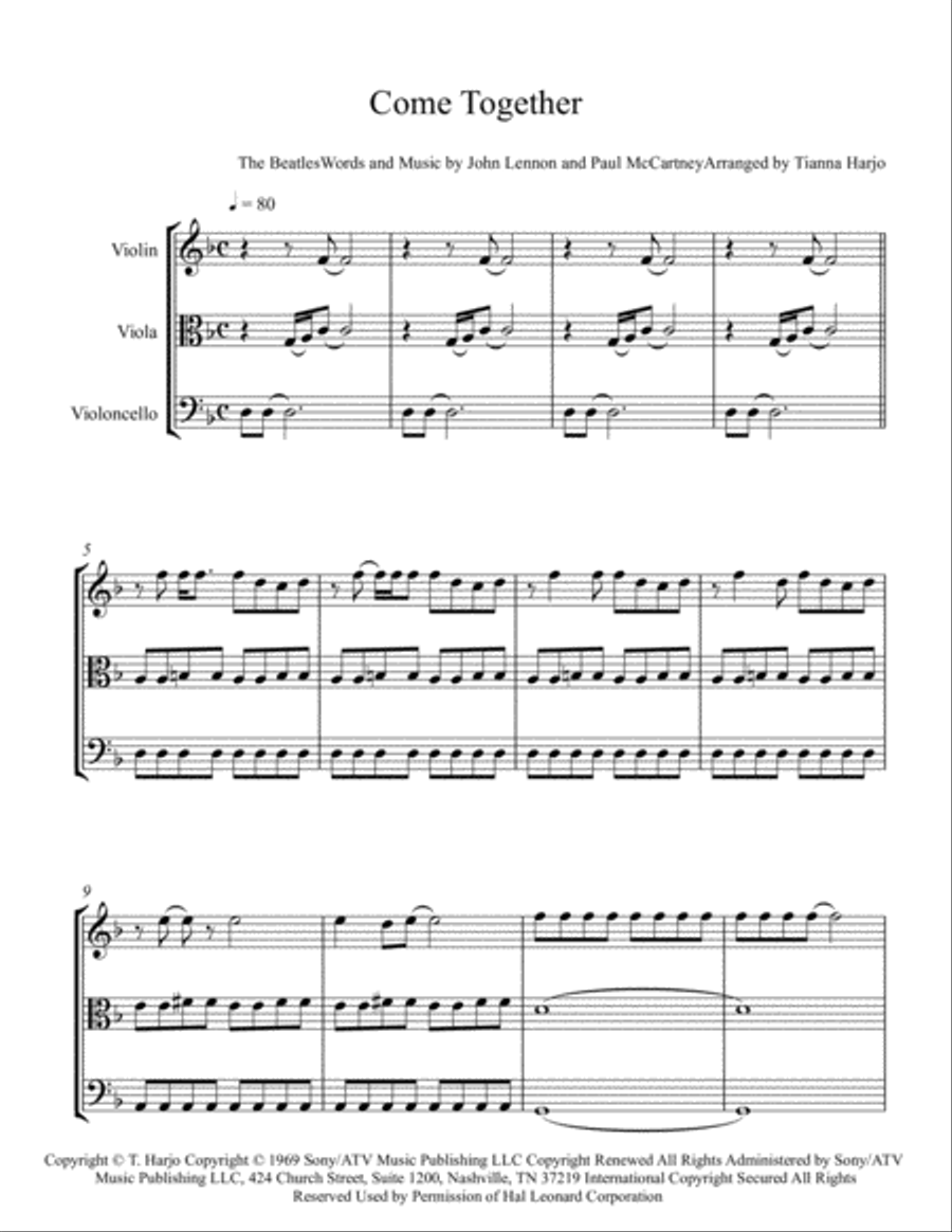 Come Together String Trio scores gallery preview page 1