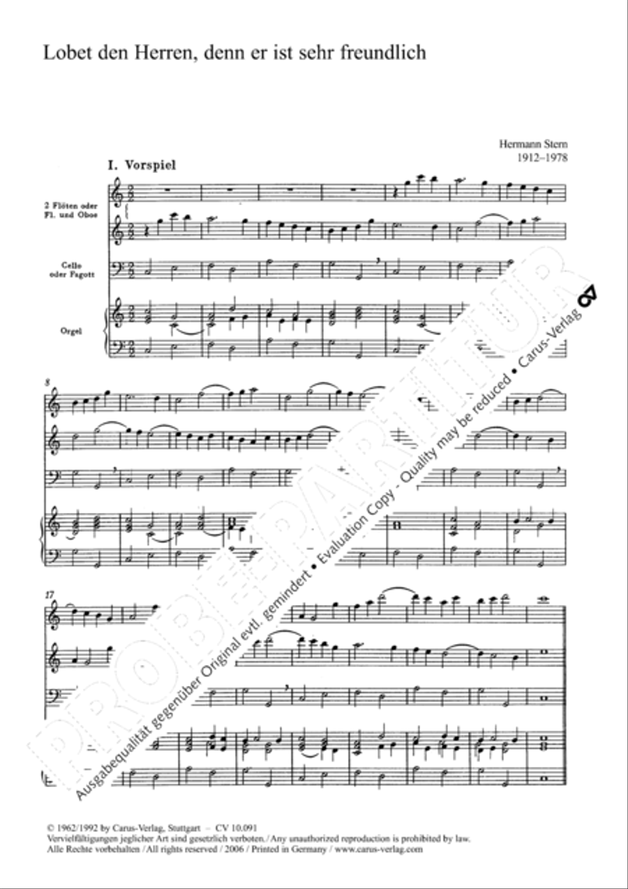 Lobet den Herrn, denn er ist sehr freundlich 4-Part scores gallery preview page 4
