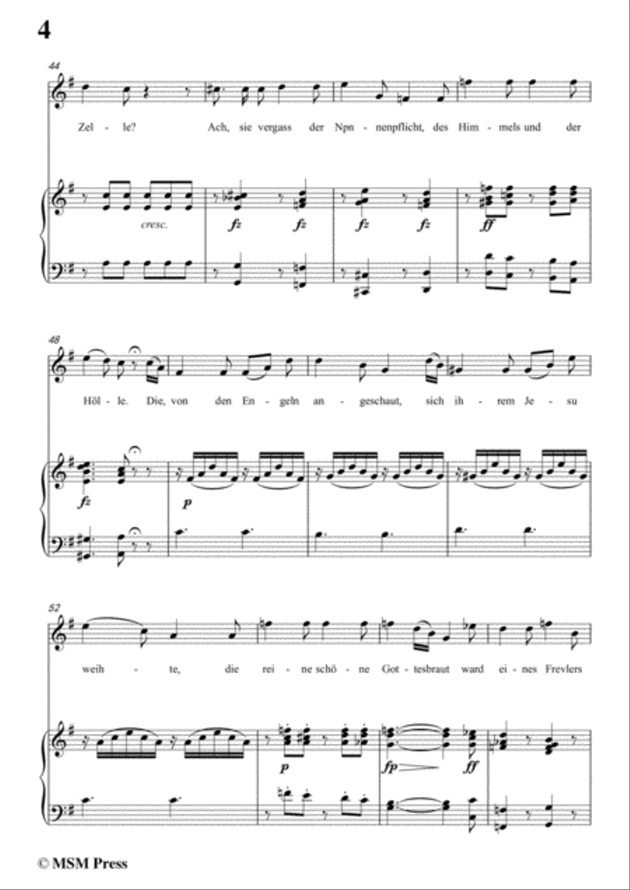 Schubert-Die Nonne,in G Major,D.208,for Voice and Piano Voice Solo scores gallery preview page 6