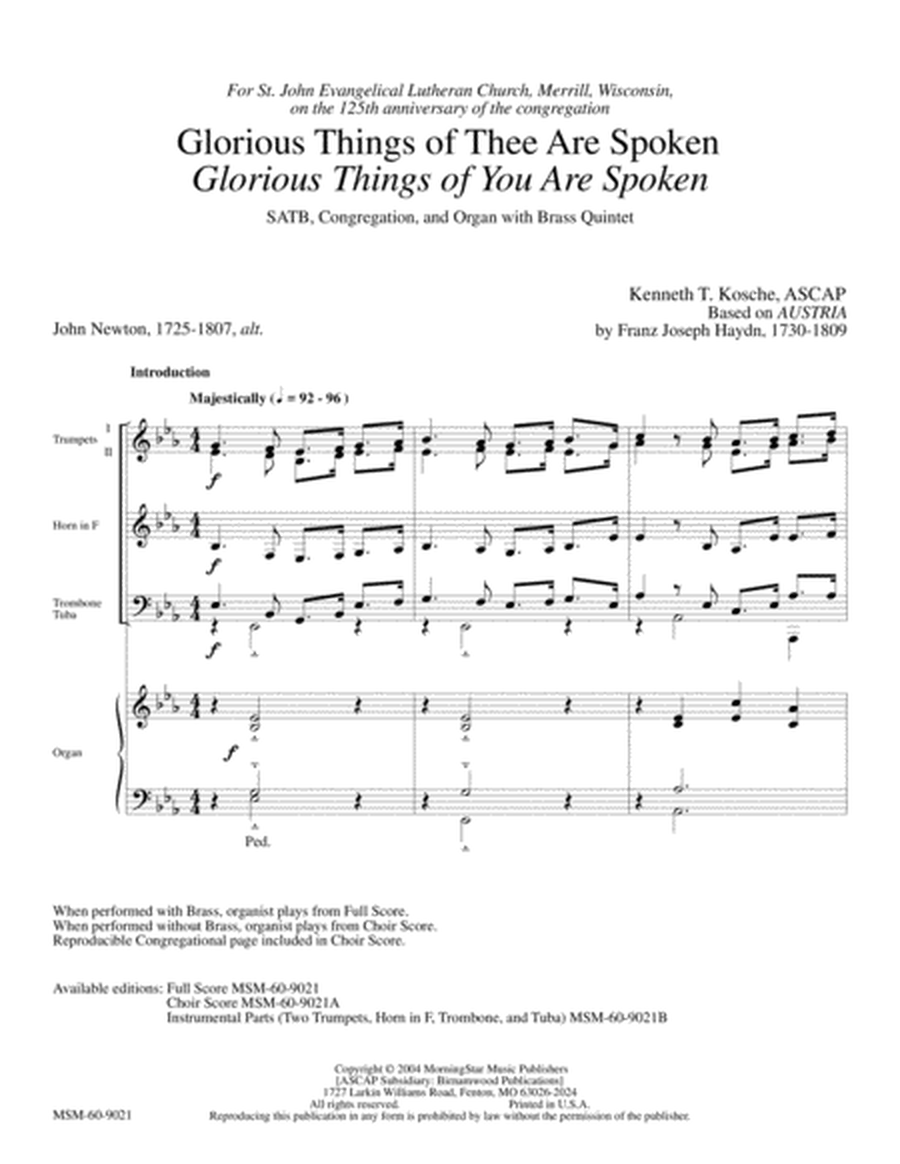Glorious Things of Thee Are Spoken (Choral Score) image number null