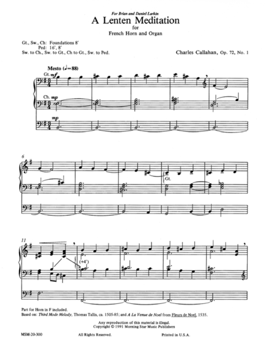 A Lenten Meditation Horn scores gallery preview page 1