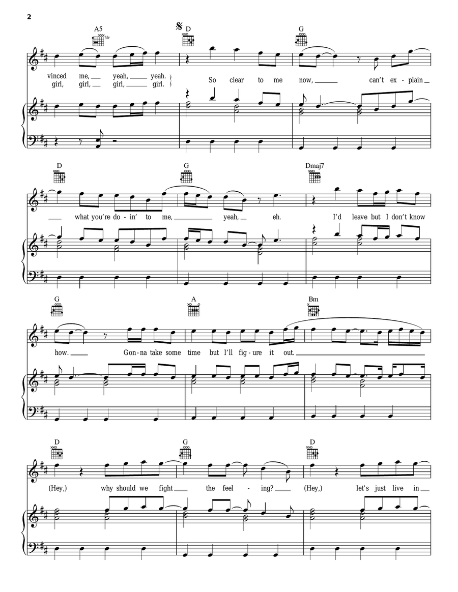 Thought Of You Piano, Vocal, Guitar scores gallery preview page 2