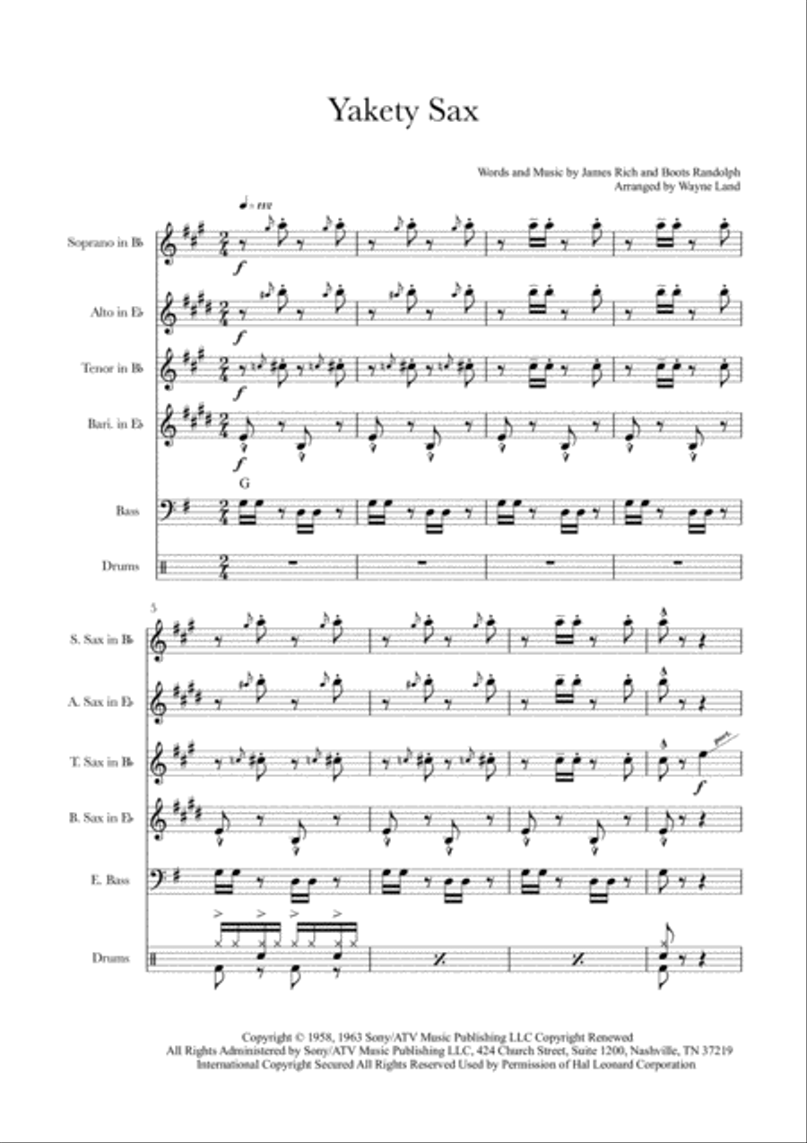 Yakety Sax Saxophone Quartet scores gallery preview page 1