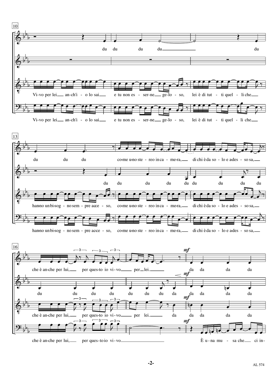 Vivo Per Lei 4-Part scores gallery preview page 2
