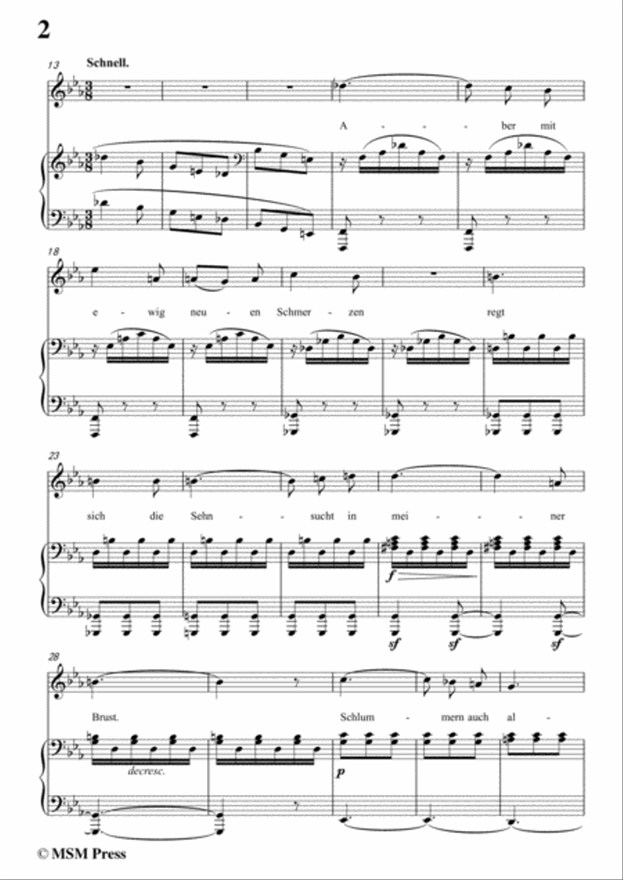 Schubert-Sehnsucht der Liebe(Love's Yearning), D.180,in c minor,for Voice&Piano Voice scores gallery preview page 4