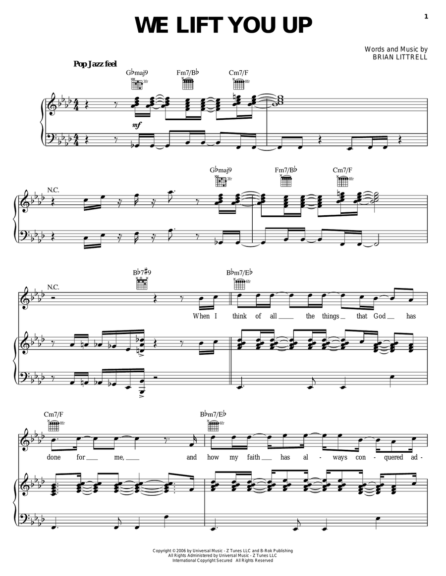 We Lift You Up Piano, Vocal, Guitar scores gallery preview page 1