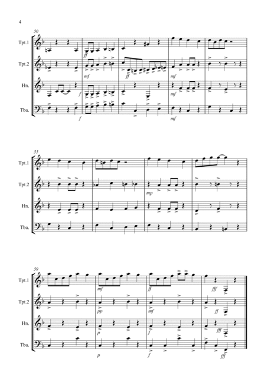 Easter Bunny Rag for Brass Quartet Brass Quartet scores gallery preview page 4