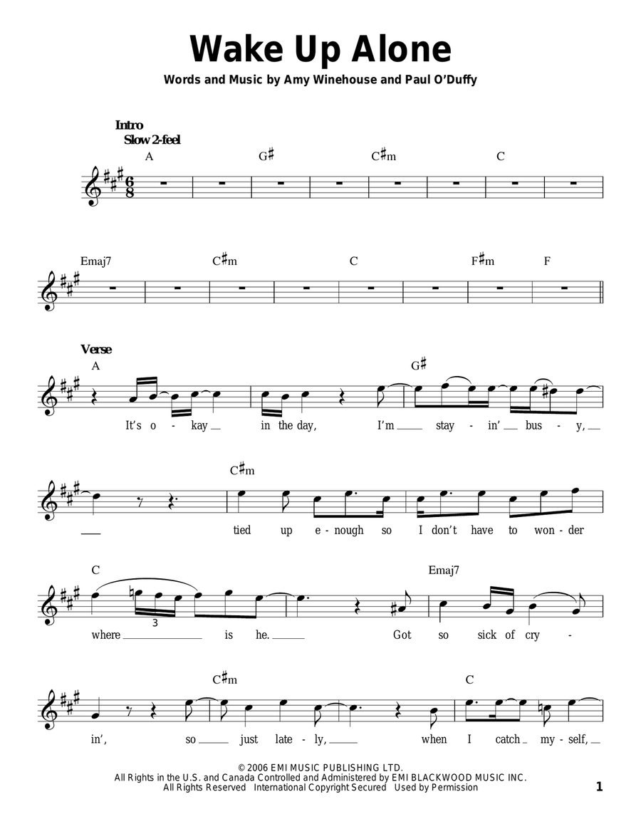 Wake Up Alone Voice scores gallery preview page 1