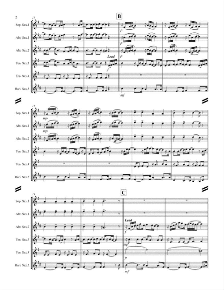 Mary, Did You Know? Saxophone Quintet scores gallery preview page 3
