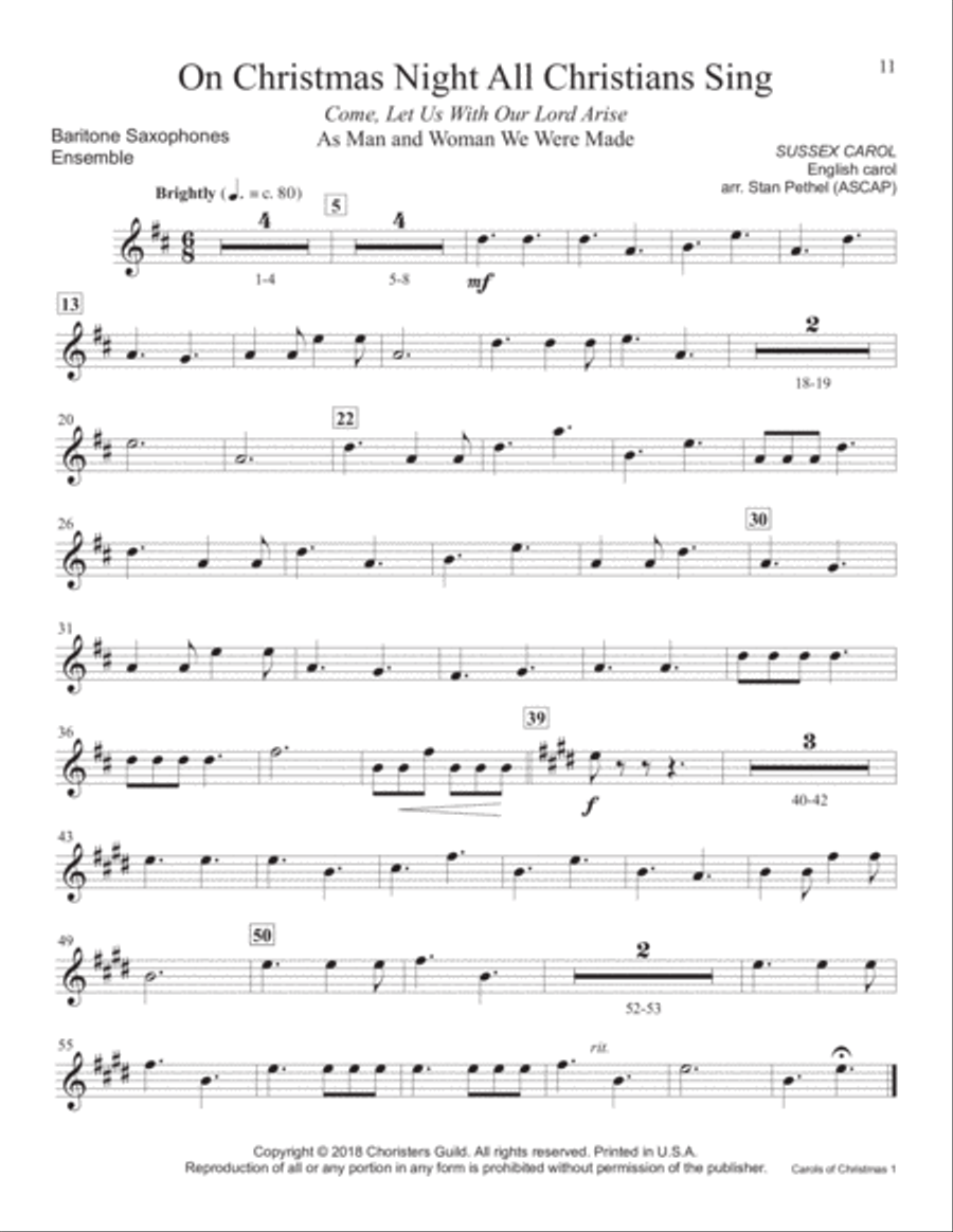 Carols of Christmas, Set 1 - Baritone Saxophone Baritone Saxophone scores gallery preview page 7