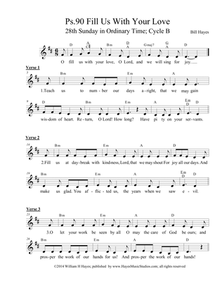 Book cover for Psalm 90: Fill Us With Your Love (leadsheet)