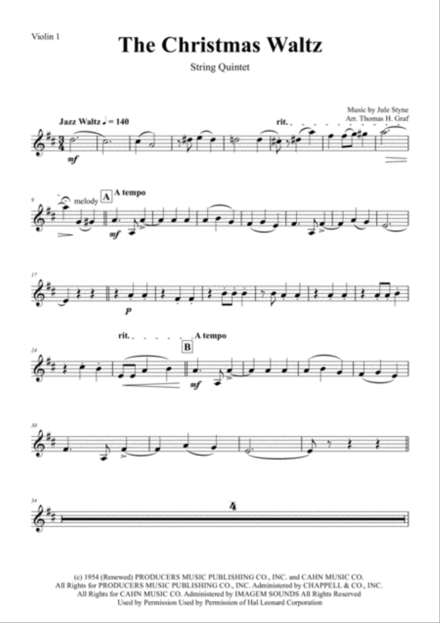 The Christmas Waltz String Quartet scores gallery preview page 5