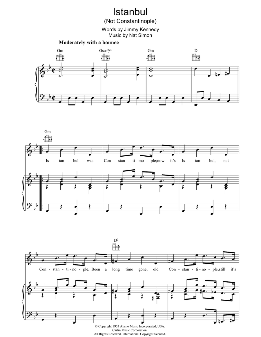 Istanbul (Not Constantinople) Piano, Vocal, Guitar scores gallery preview page 1