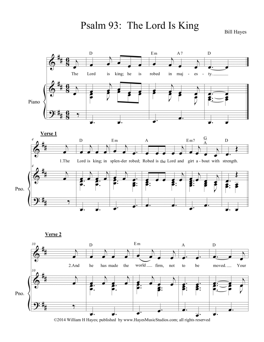 Psalm 93: The Lord Is King - Piano/Vocal