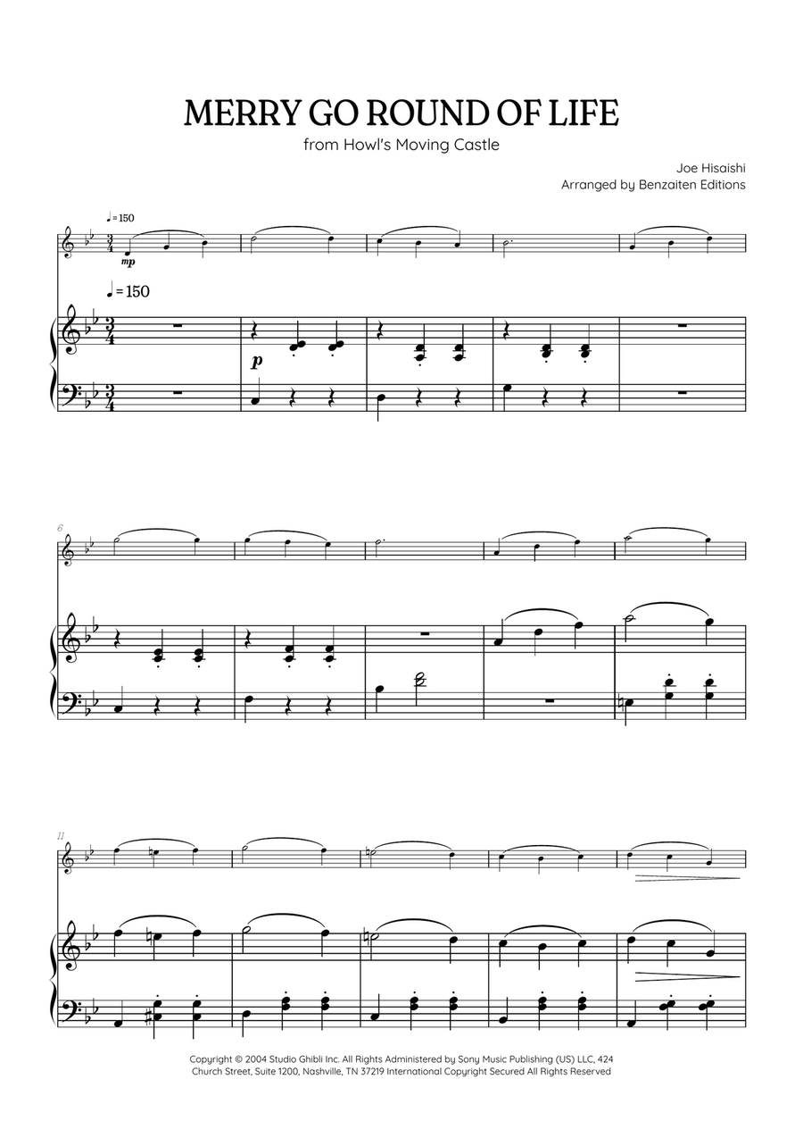 Merry-Go-Round Of Life Flute Solo scores gallery preview page 1
