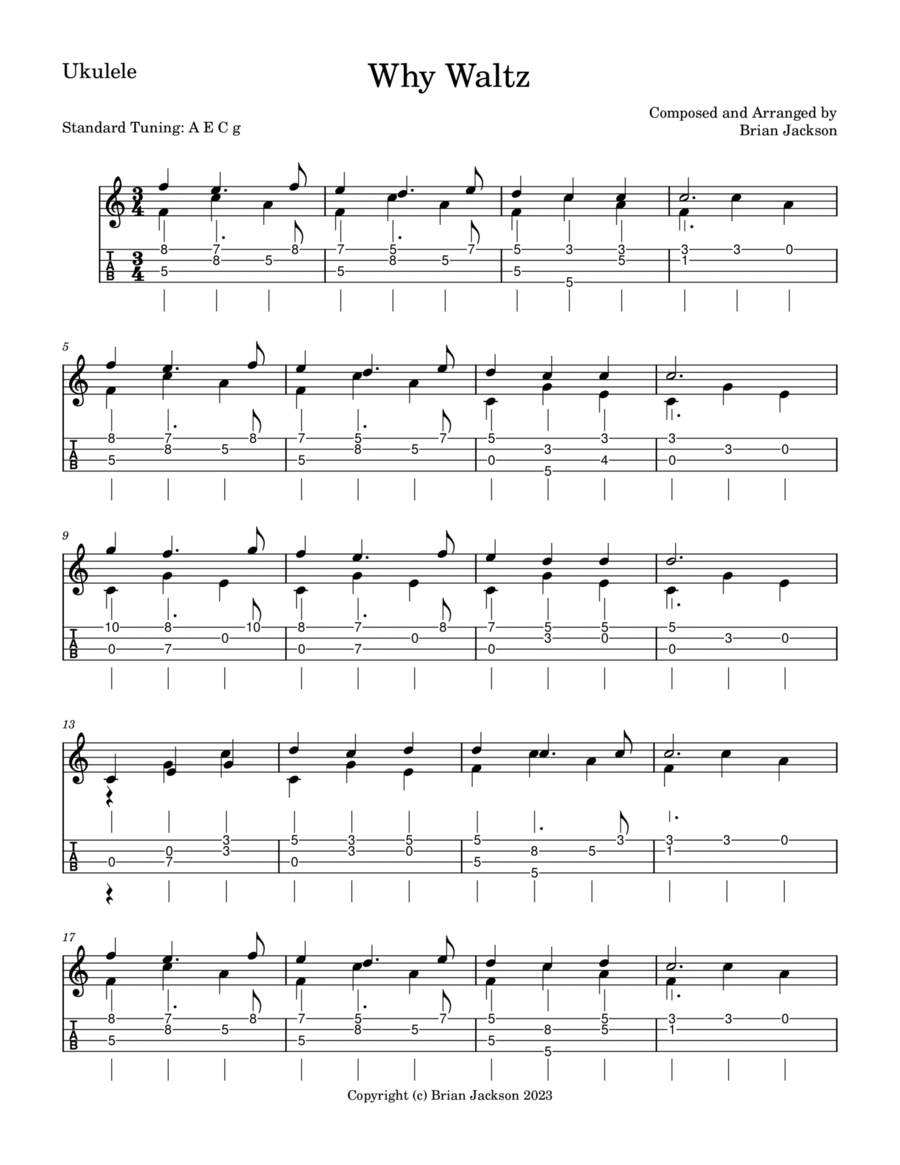 Why Waltz Why Waltz Ukulele scores gallery preview page 1