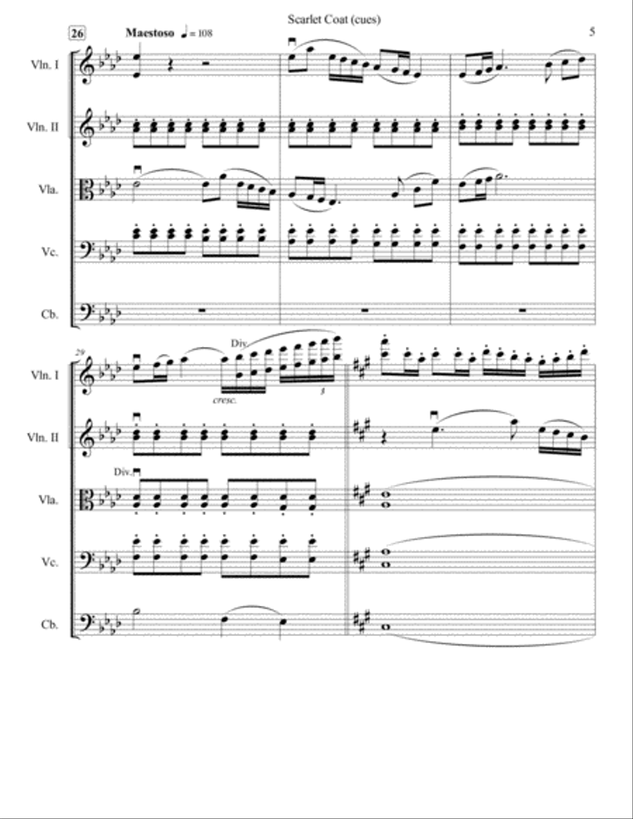 Scarlet Coat (cues) String Orchestra scores gallery preview page 6